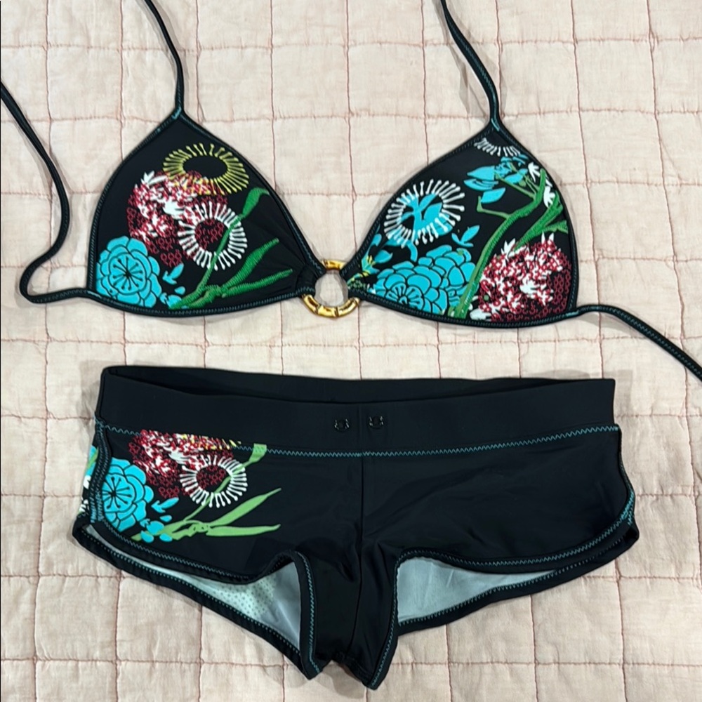 Body Glove Black and Blue Floral Bikini